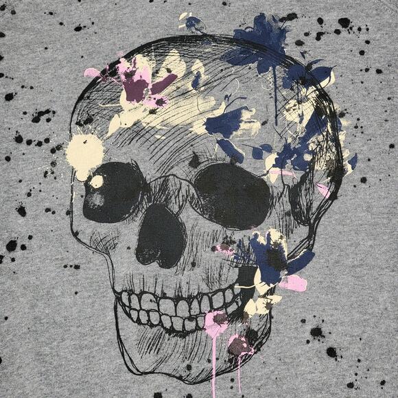 Torrid LS Grey Sweatshirt Paint Splatter Skull - Size 3 - Picture 2 of 6